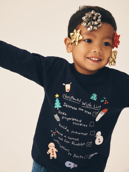 Dsiney Kidz - Navy Christmas Wish List Long Sleeve Christmas T-Shirt (3mths-7yrs) image 5
