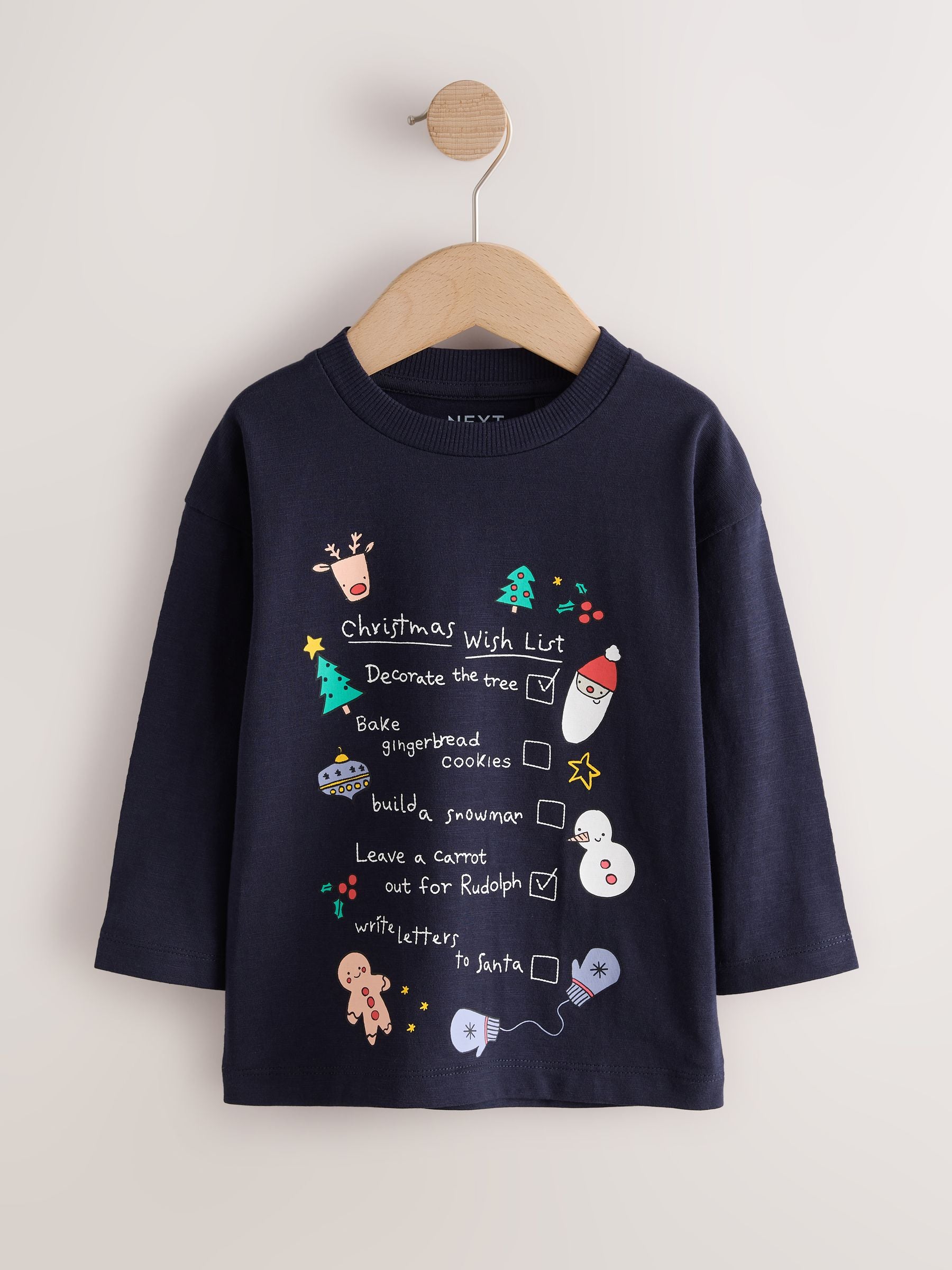 Dsiney Kidz - Navy Christmas Wish List Long Sleeve Christmas T-Shirt (3mths-7yrs) image 7