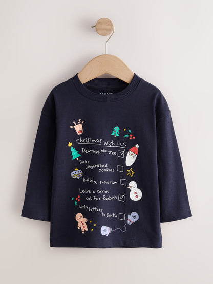 Dsiney Kidz - Navy Christmas Wish List Long Sleeve Christmas T-Shirt (3mths-7yrs) image 7