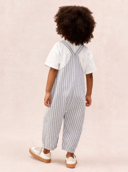 The White Company White Cotton Blend Stripe Seersucker Romper & T-Shirt Set image 3