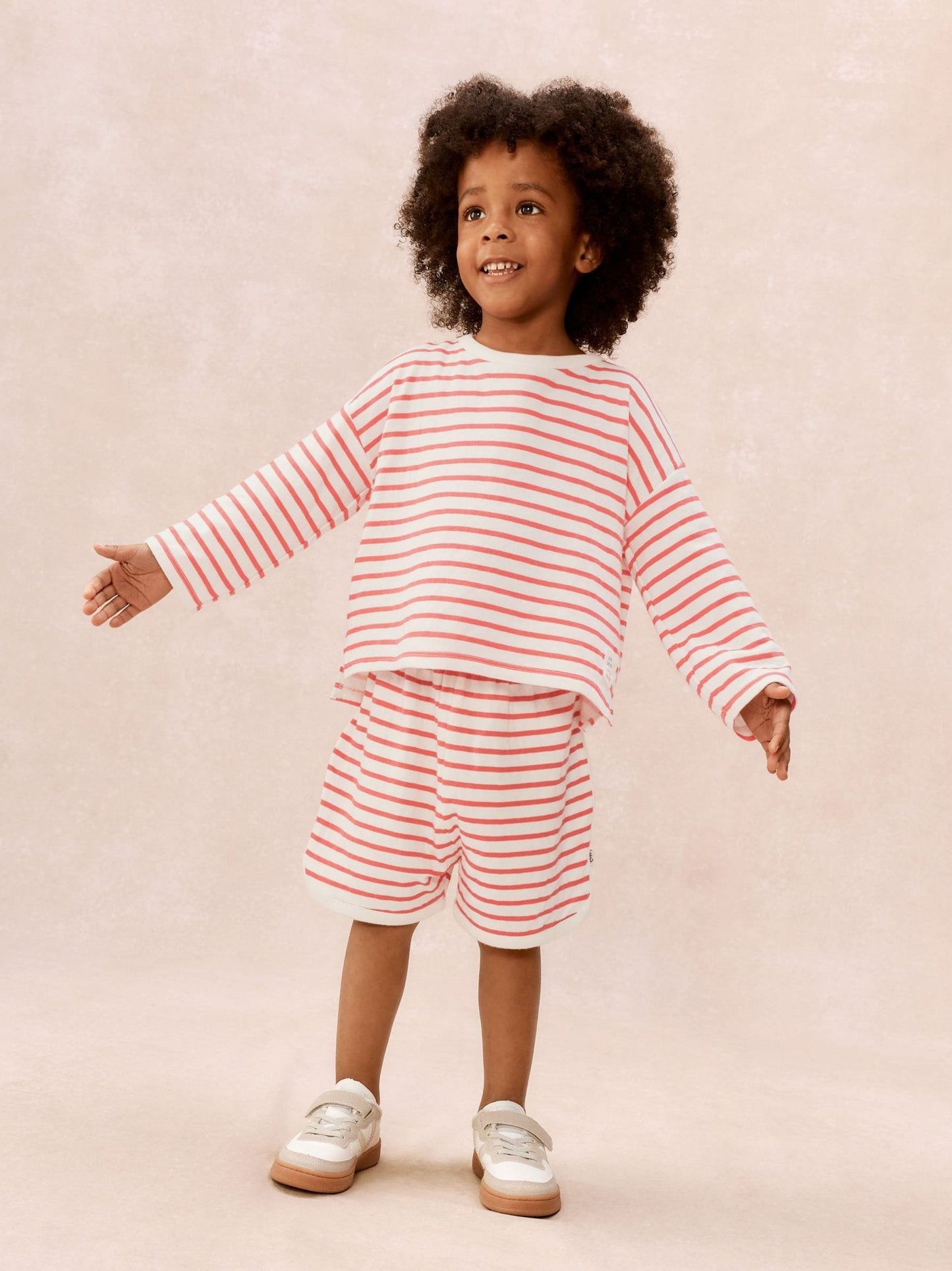 The White Company Red Cotton Little Surfer Top & Shorts Set image 1
