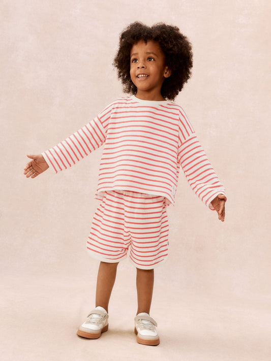 The White Company Red Cotton Little Surfer Top & Shorts Set image 1
