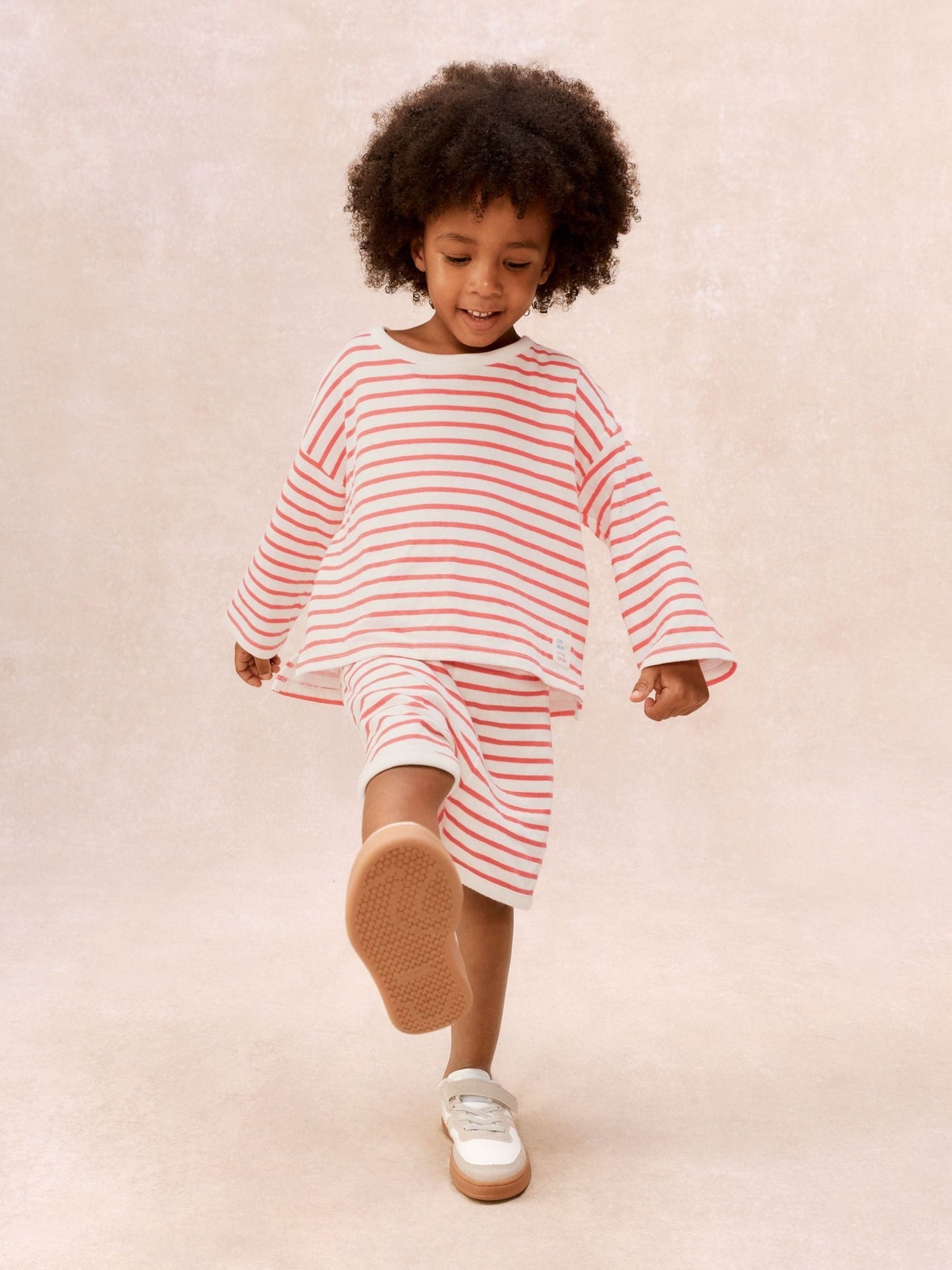 The White Company Red Cotton Little Surfer Top & Shorts Set image 3