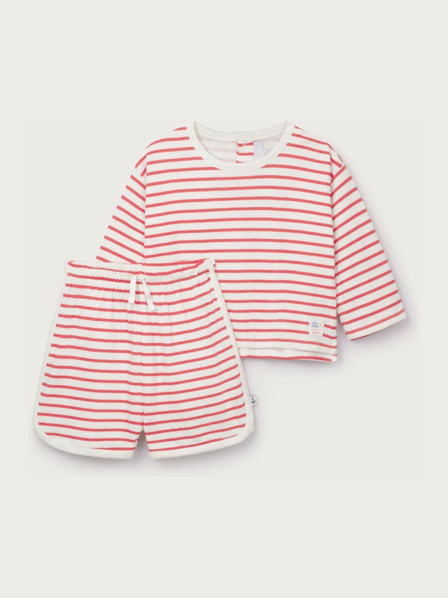 The White Company Red Cotton Little Surfer Top & Shorts Set image 5