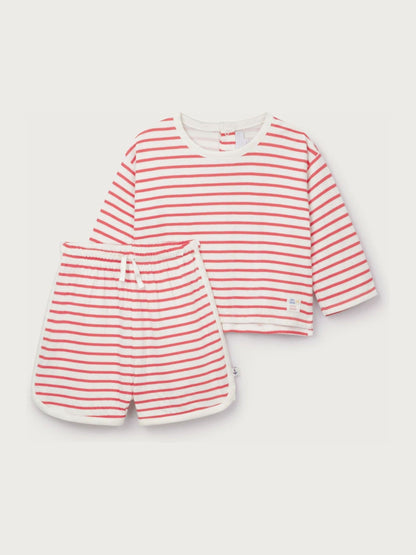 The White Company Red Cotton Little Surfer Top & Shorts Set image 5