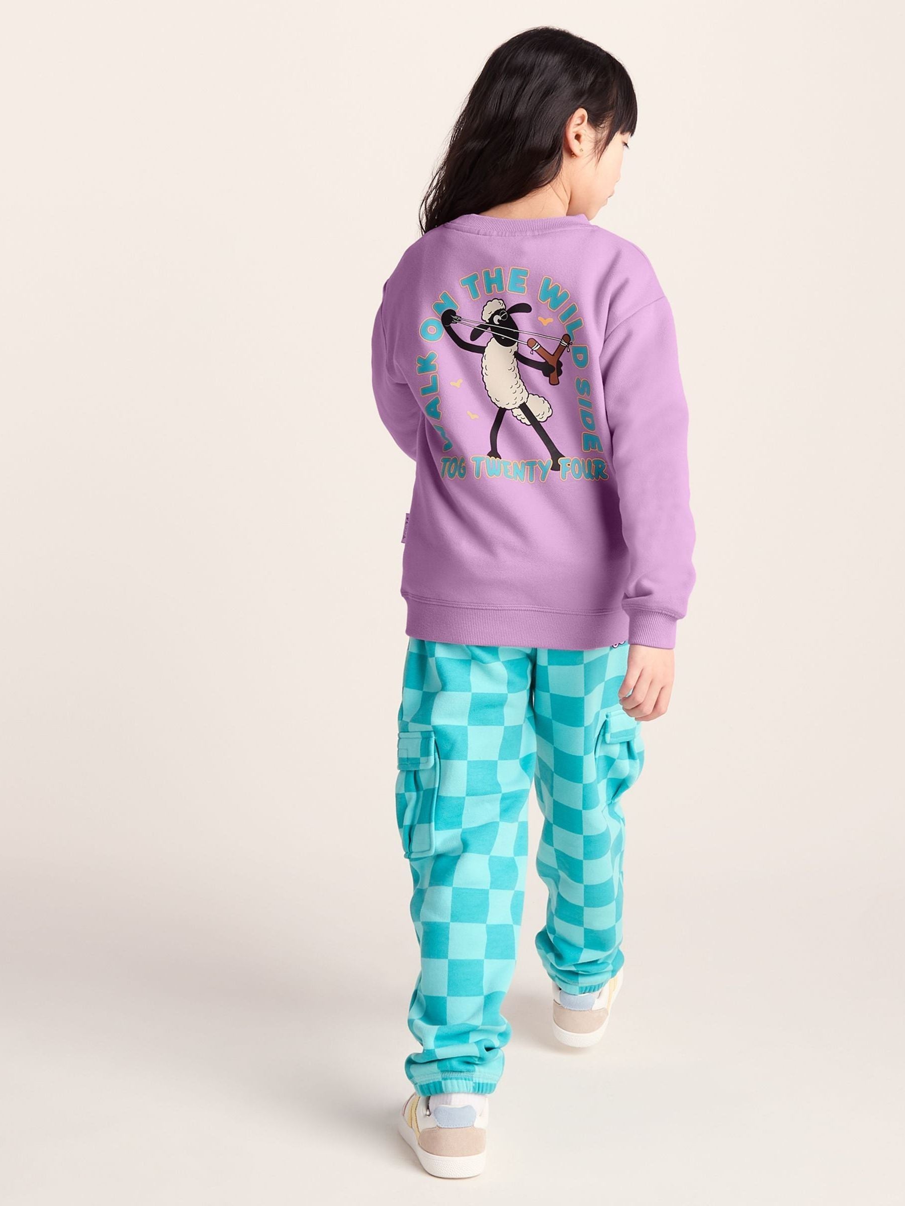 Dsiney Kidz - Tog 24 Purple Montadale Kids Shaun The Sheep Crew Sweat Top image 3