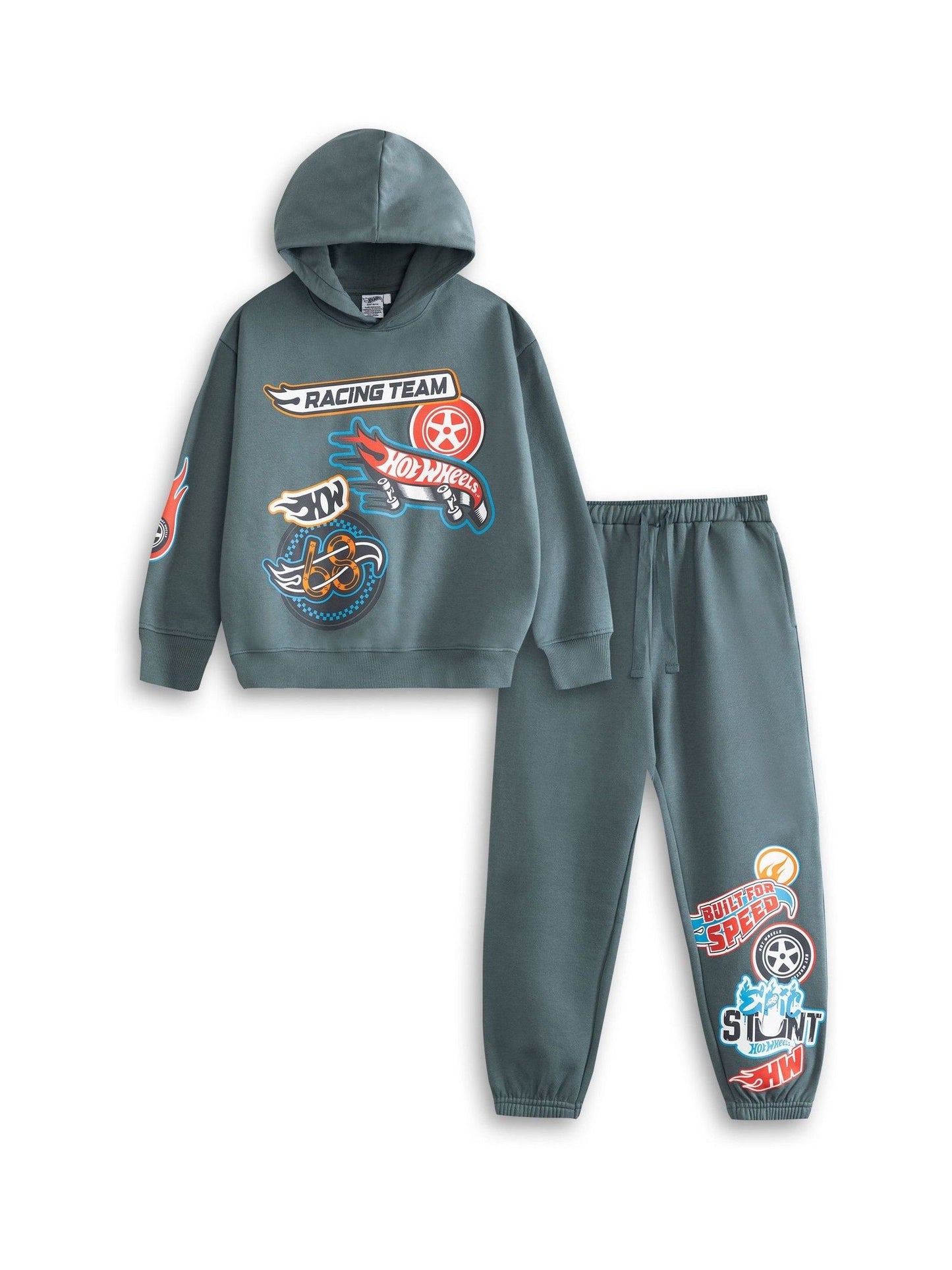 Dsiney Kidz - Vanilla Underground Grey Hot Wheels Racing Team Hoodie and Joggers Set image 1