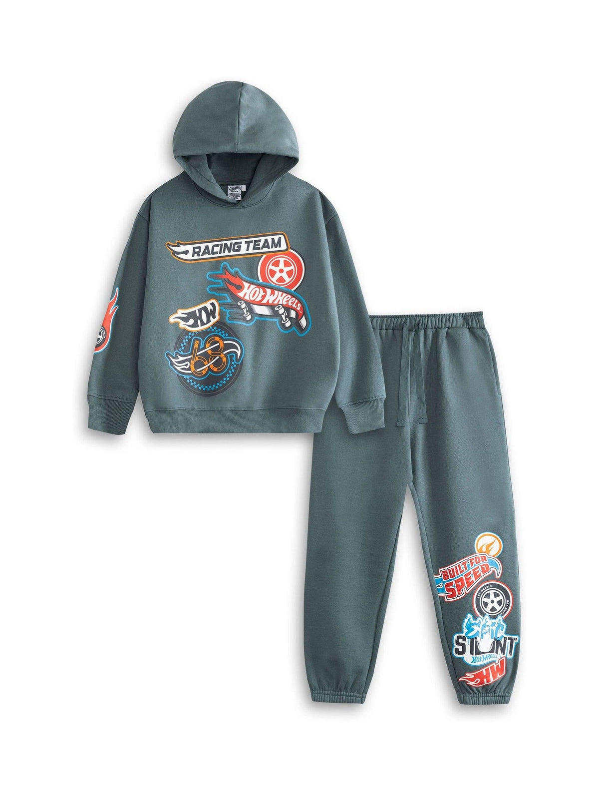 Dsiney Kidz - Vanilla Underground Grey Hot Wheels Racing Team Hoodie and Joggers Set image 1