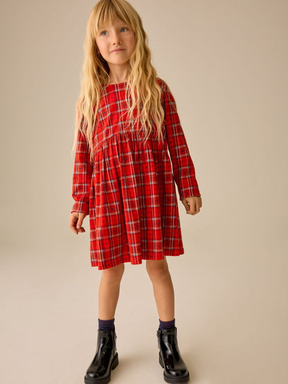 Dsiney Kidz - Red Check Jersey Long Sleeve Dress (3-16yrs) image 2