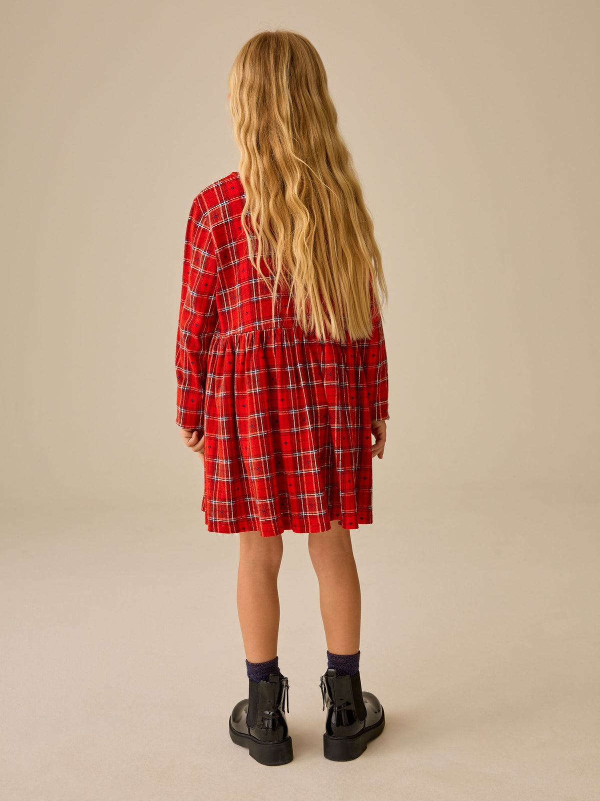 Dsiney Kidz - Red Check Jersey Long Sleeve Dress (3-16yrs) image 3