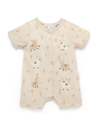 Purebaby Natural Llama Fiesta Buttonup Romper image 1