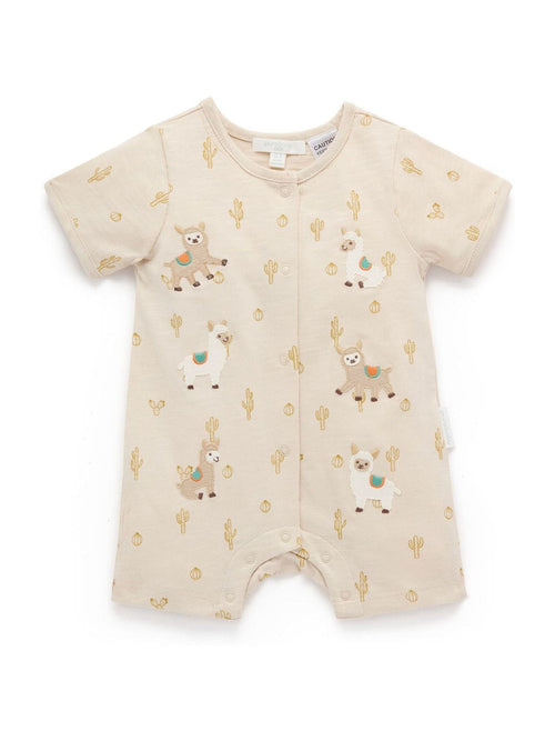 Purebaby Natural Llama Fiesta Buttonup Romper image 1