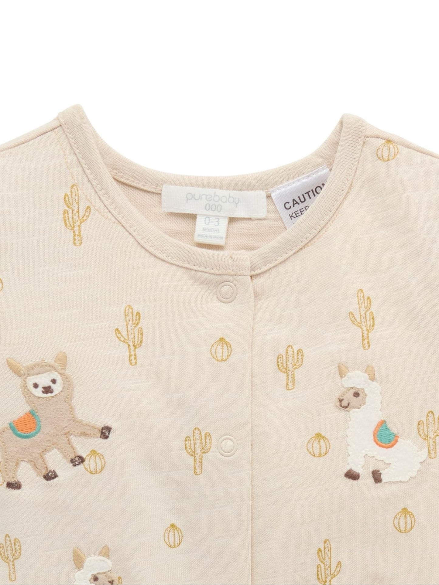 Purebaby Natural Llama Fiesta Buttonup Romper image 2