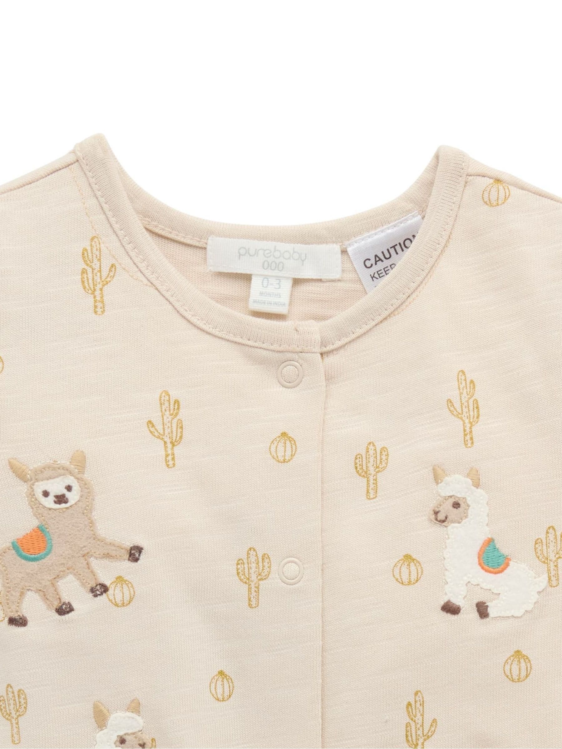 Purebaby Natural Llama Fiesta Buttonup Romper image 2