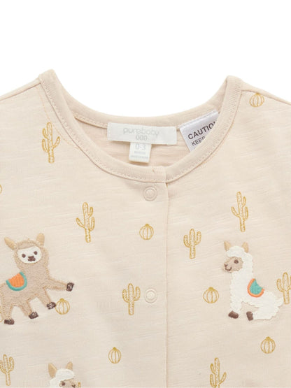 Purebaby Natural Llama Fiesta Buttonup Romper image 2