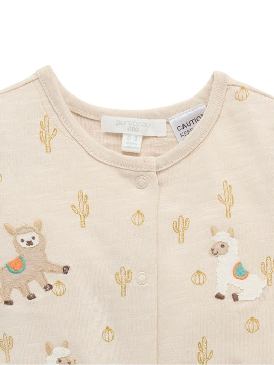 Purebaby Natural Llama Fiesta Buttonup Romper image 2