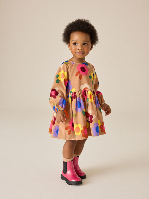 Dsiney Kidz - Bright Floral Long Sleeve Cord Dress (3mths-8yrs) image 1