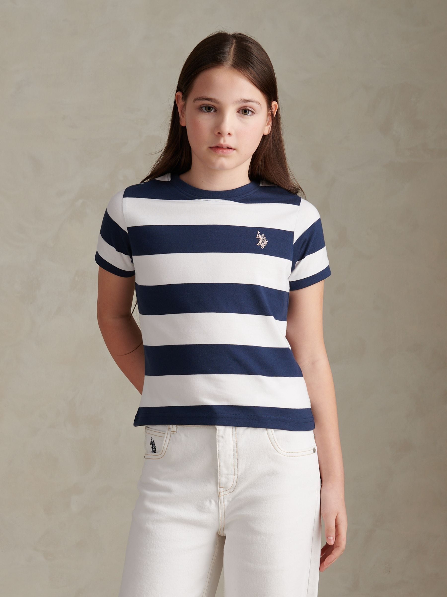 Dsiney Kidz - U.S. Polo Assn Dark Blue Stripe Logo T-Shirt image 1