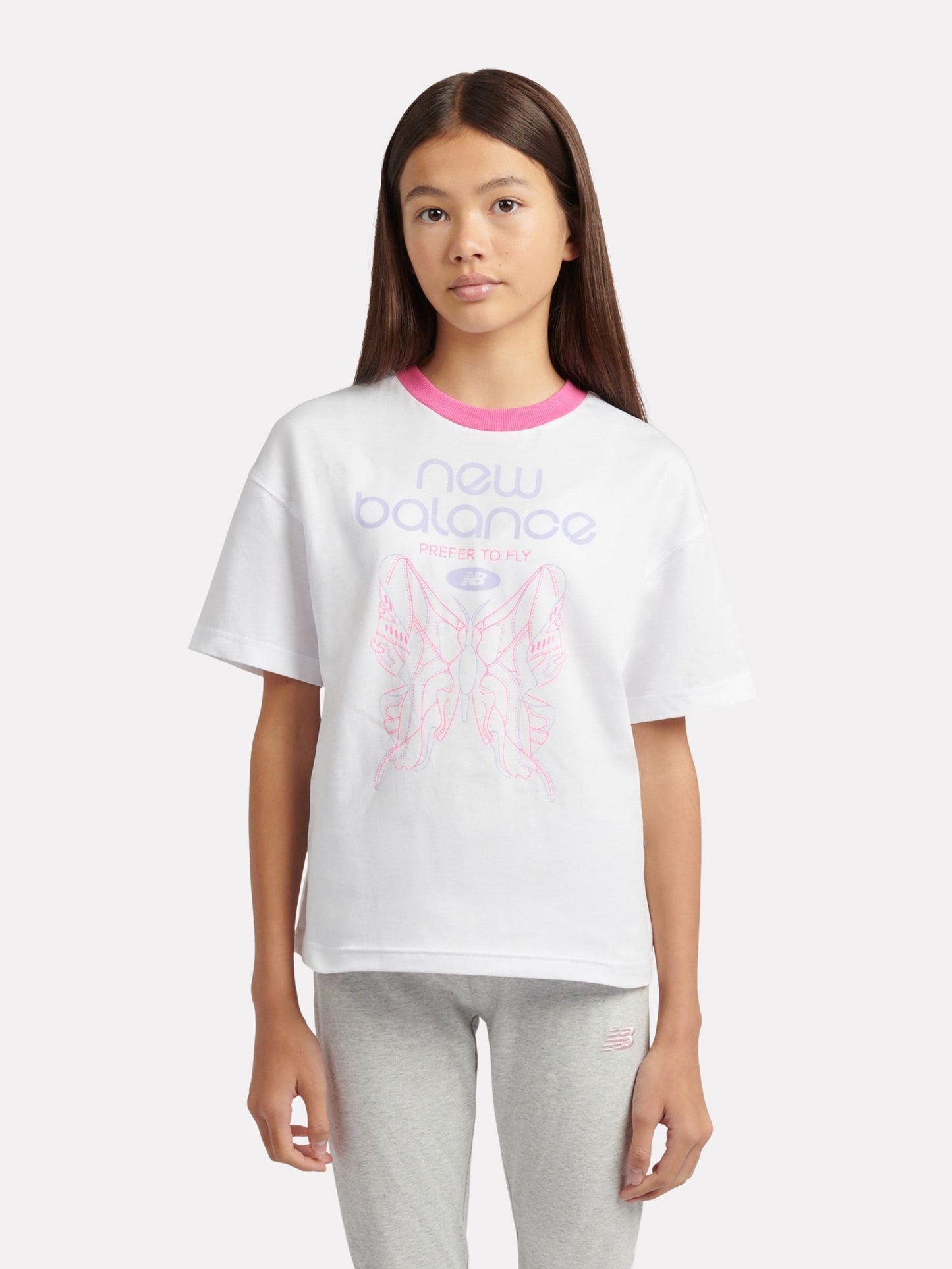 Dsiney Kidz - New Balance White Prefer To Fly Butterfly Graphic T-Shirt image 1