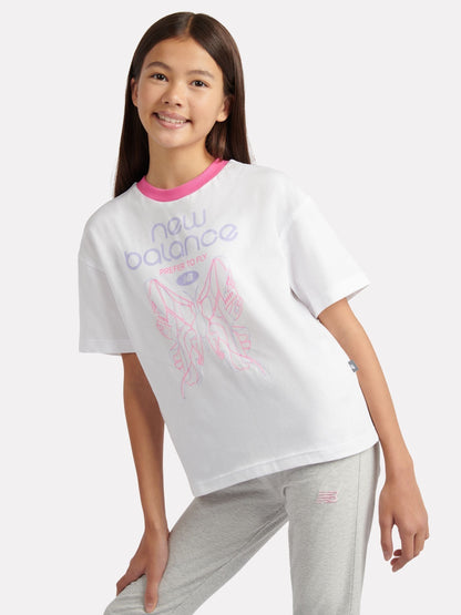 Dsiney Kidz - New Balance White Prefer To Fly Butterfly Graphic T-Shirt image 4