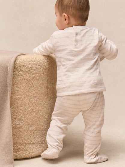 The White Company White Cotton Hello Baby Top & Leggings Set image 2