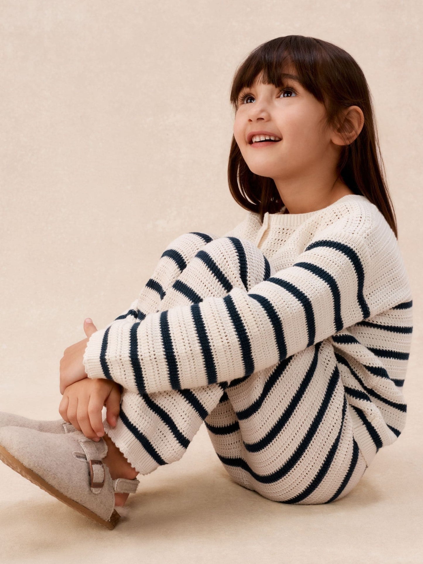 The White Company White Cotton Stripe Crochet Top & Jogger Set image 3