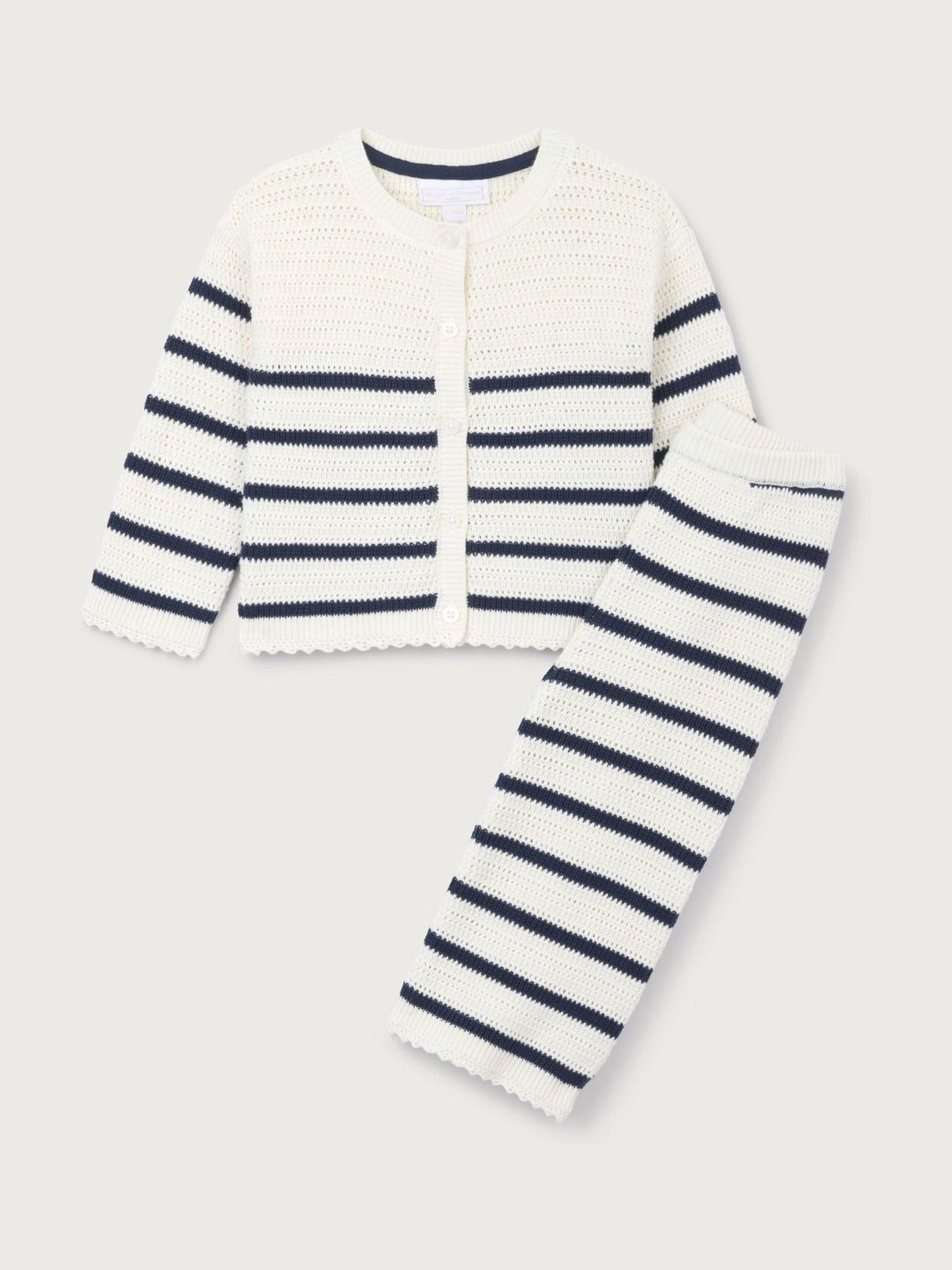 The White Company White Cotton Stripe Crochet Top & Jogger Set image 5