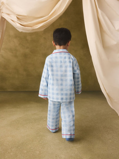 Dsiney Kidz - Blue Cath Kidson Gingham Single Button Through Pyjamas image 2