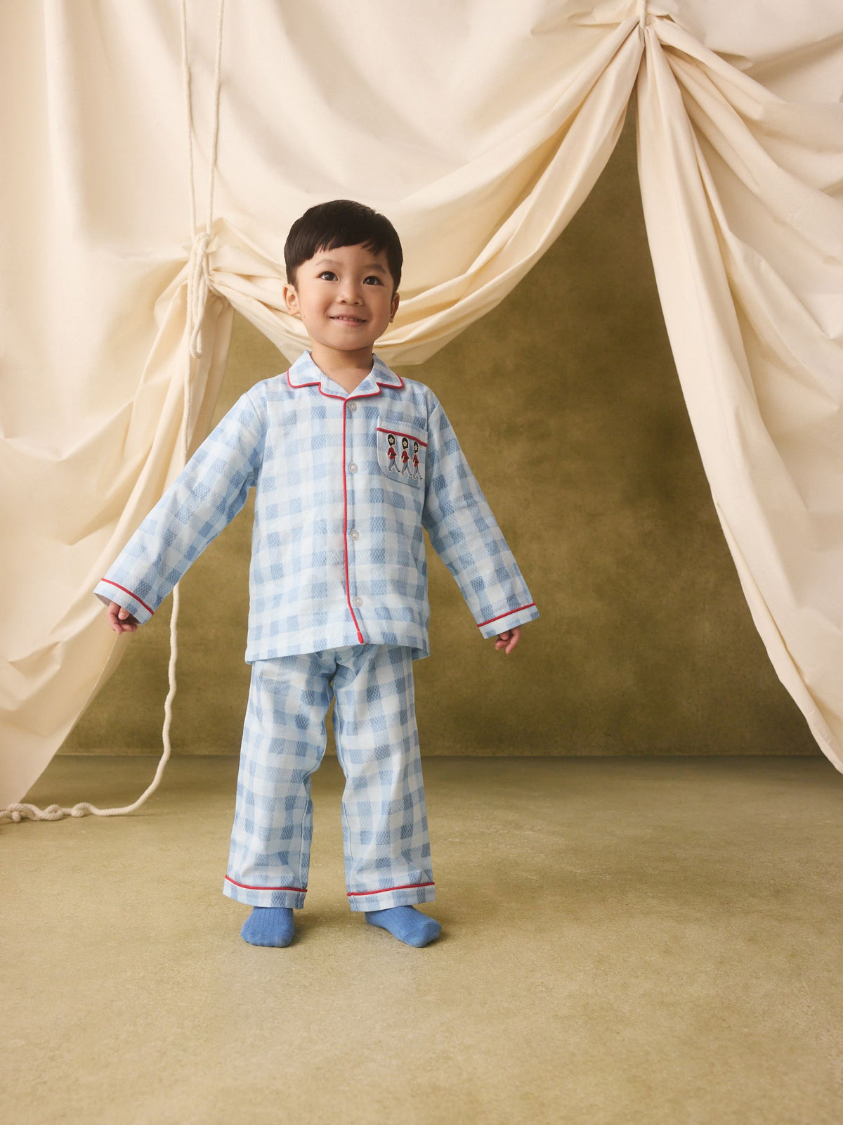 Dsiney Kidz - Blue Cath Kidson Gingham Single Button Through Pyjamas image 4