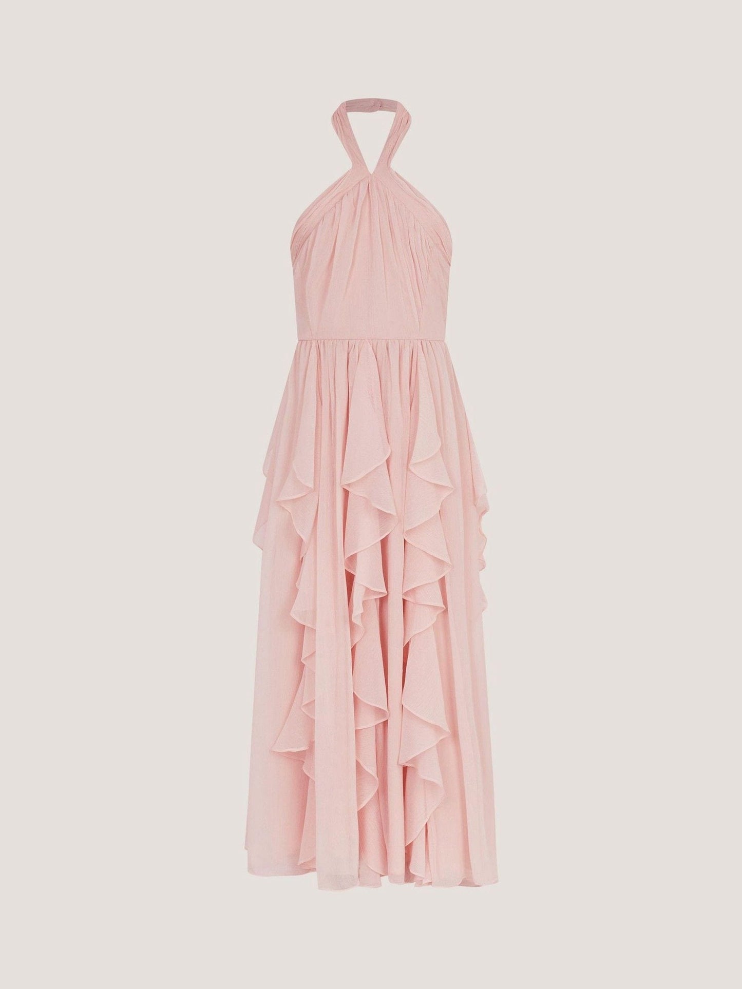 Monsoon Pale Pink Arizona Halter Ruffle Prom Dress image 1