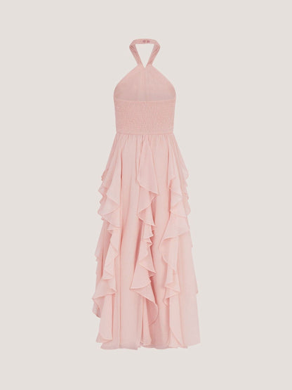 Monsoon Pale Pink Arizona Halter Ruffle Prom Dress image 2