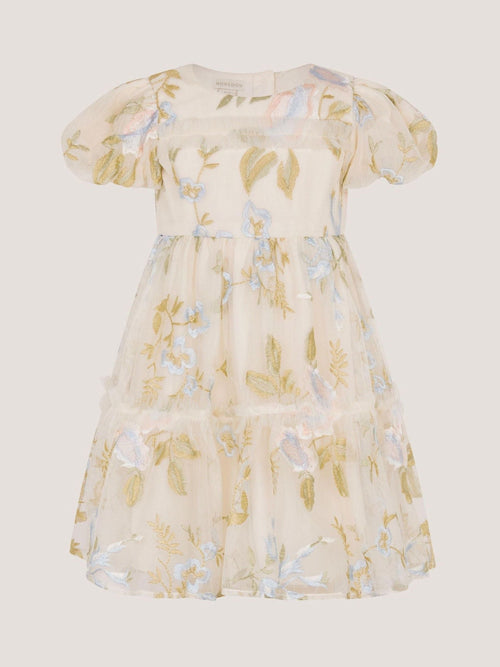 Monsoon Cream Baby Azalea Embroidered Ruffle Dress image 1