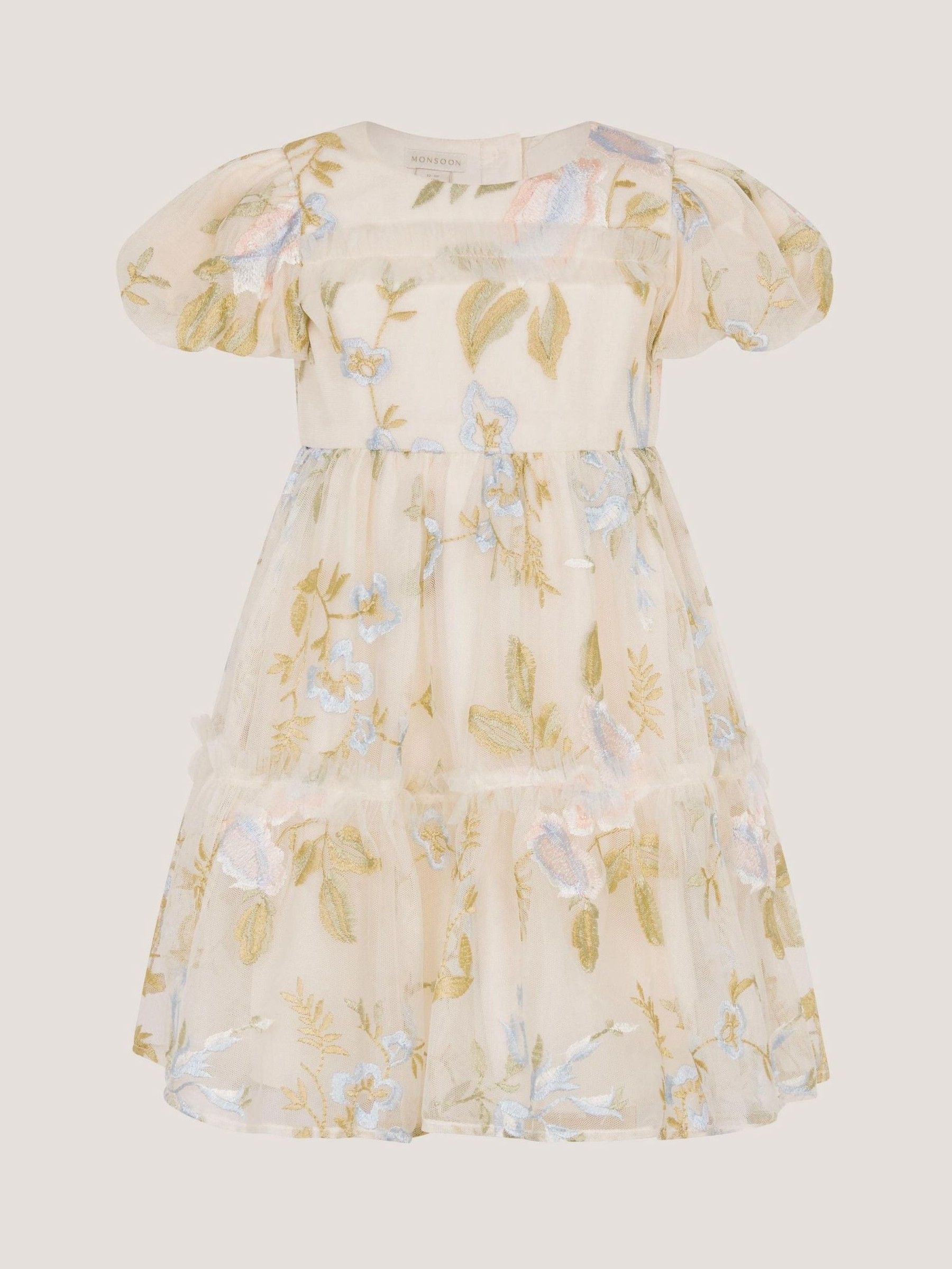 Monsoon Cream Baby Azalea Embroidered Ruffle Dress image 1