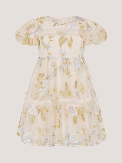 Monsoon Cream Baby Azalea Embroidered Ruffle Dress image 1