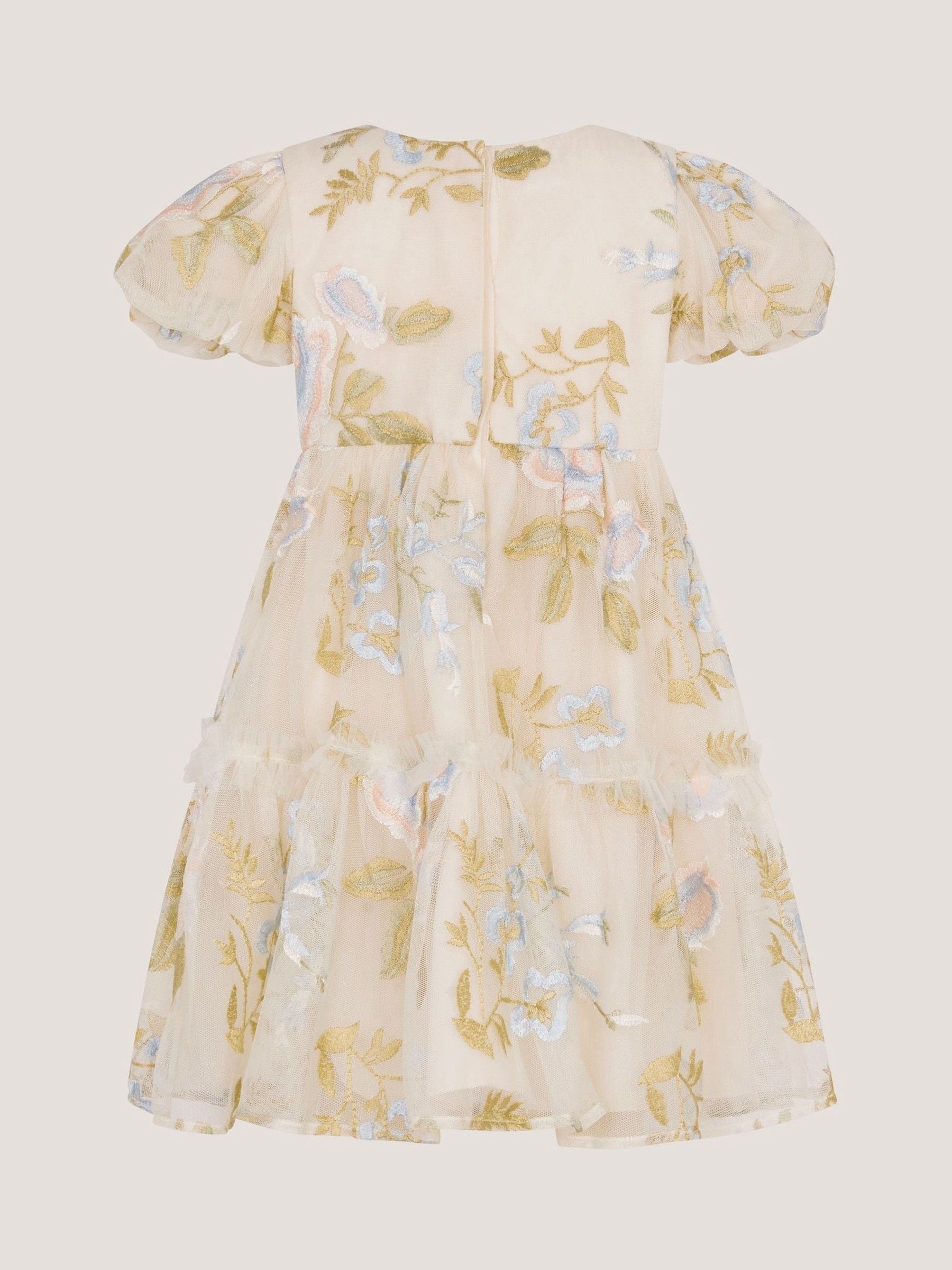 Monsoon Cream Baby Azalea Embroidered Ruffle Dress image 2