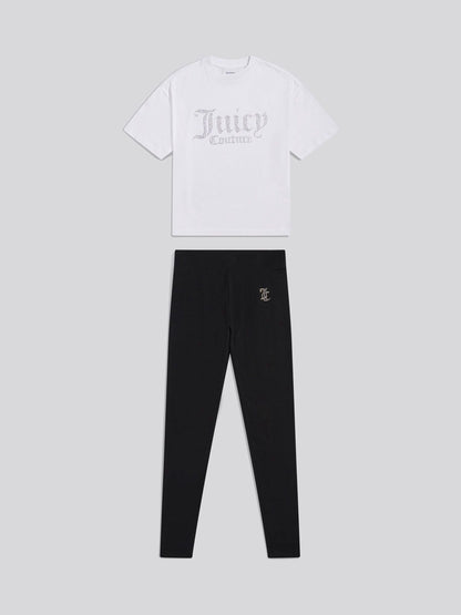 Dsiney Kidz - Juicy Couture White Diamante T-Shirt & Leggings Set image 1