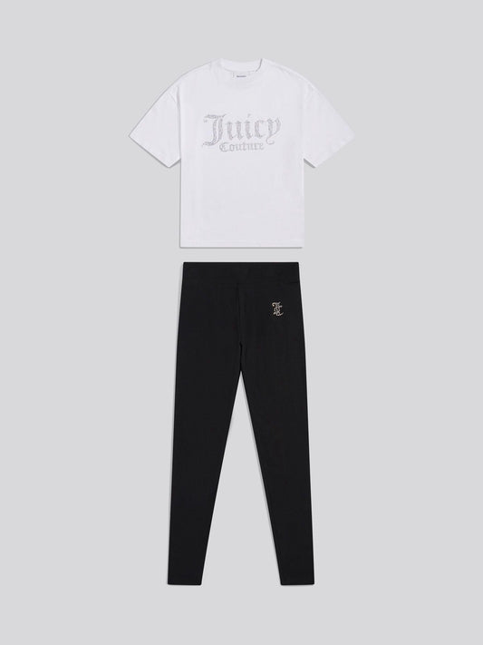 Dsiney Kidz - Juicy Couture White Diamante T-Shirt & Leggings Set image 1