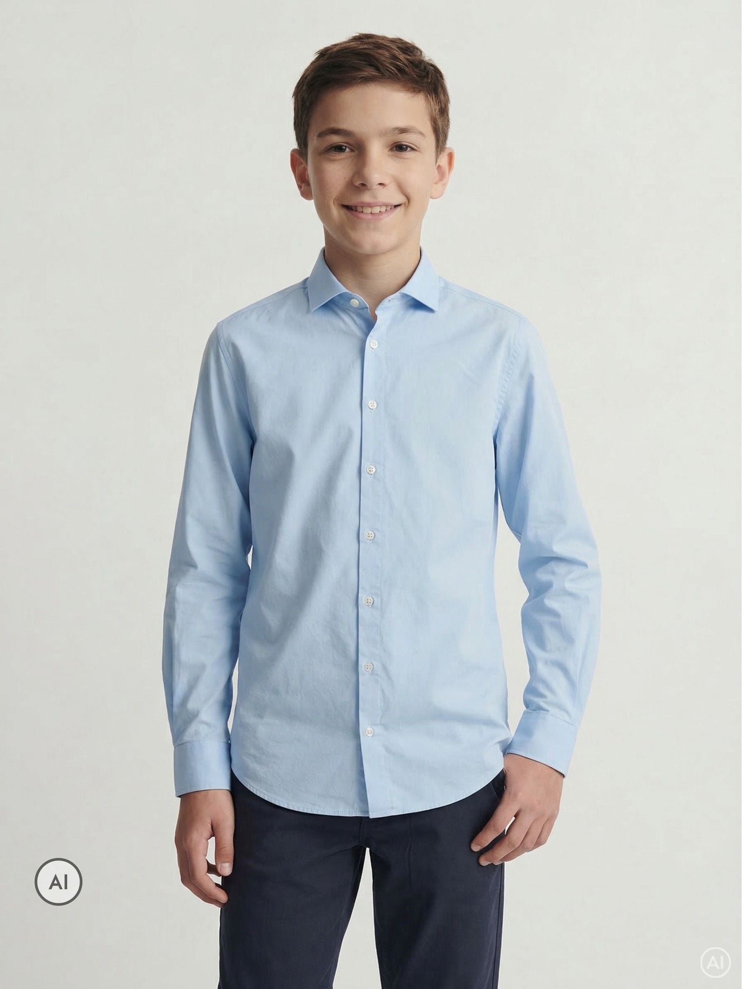 Dsiney Kidz - JACK & JONES Junior Blue Stretch Long Sleeve Shirt image 1