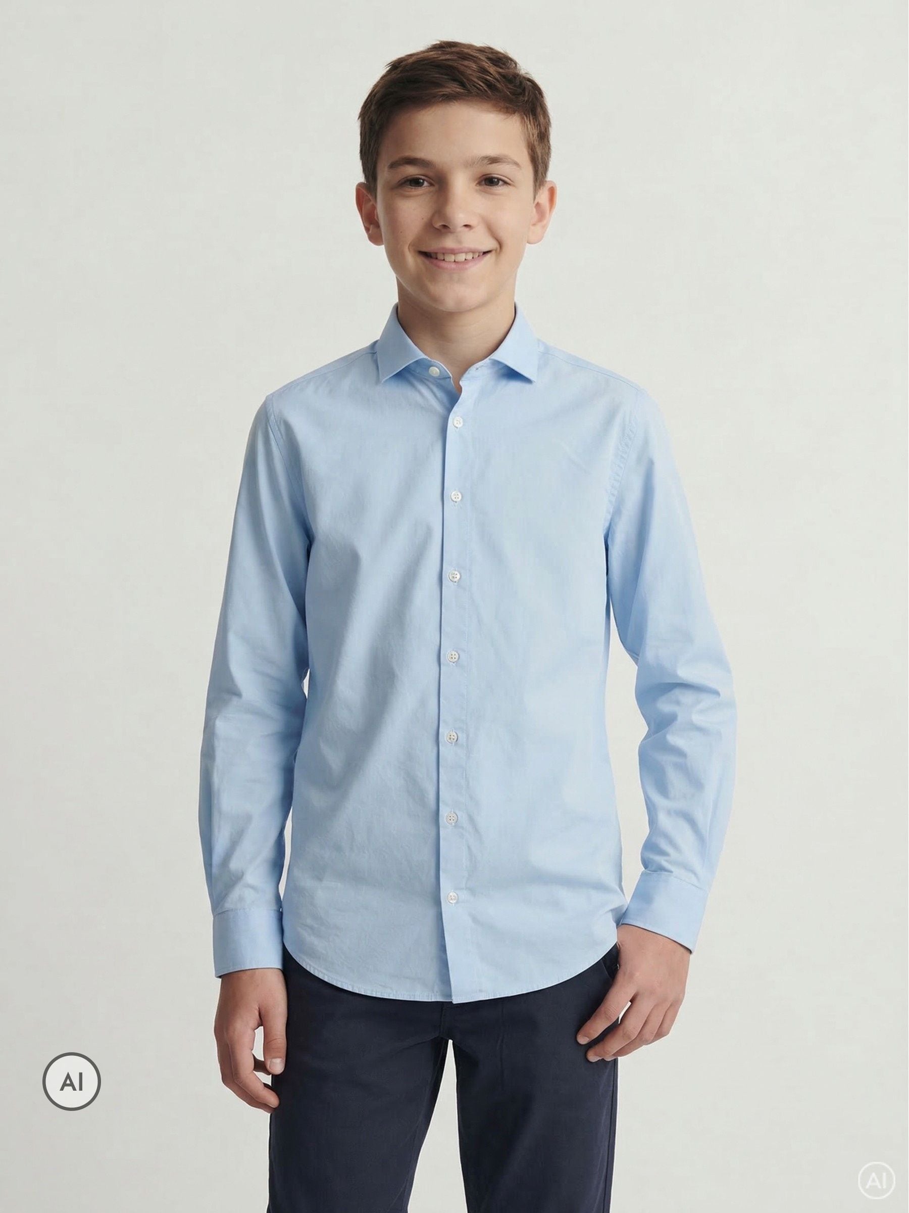 Dsiney Kidz - JACK & JONES Junior Blue Stretch Long Sleeve Shirt image 1