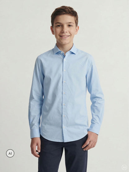 Dsiney Kidz - JACK & JONES Junior Blue Stretch Long Sleeve Shirt image 1
