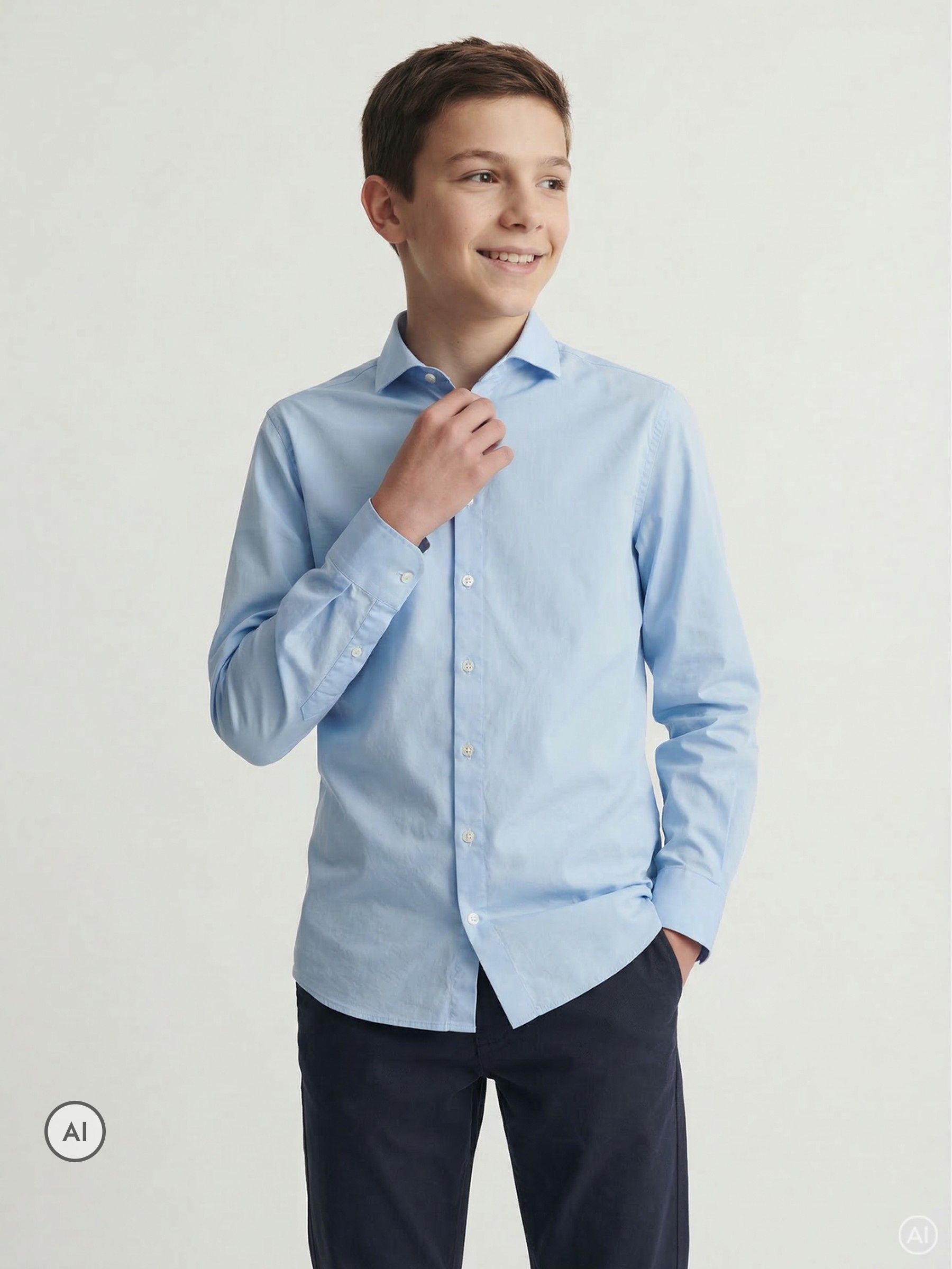 Dsiney Kidz - JACK & JONES Junior Blue Stretch Long Sleeve Shirt image 3