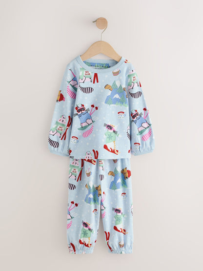 Cream/Blue Jogger Pyjamas Set 3 Pack (9mths-12yrs) - image 3