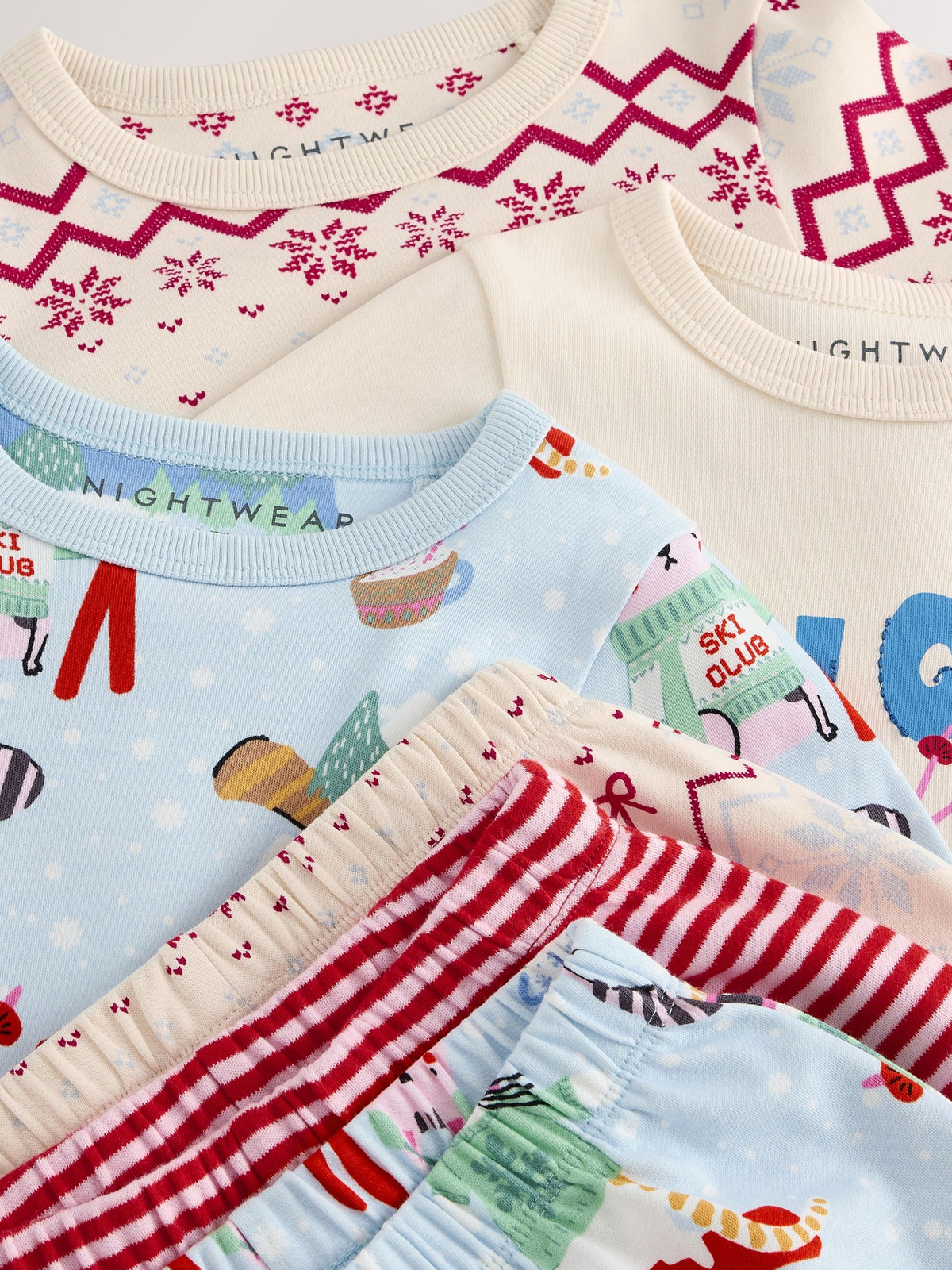 Cream/Blue Jogger Pyjamas Set 3 Pack (9mths-12yrs) - image 6