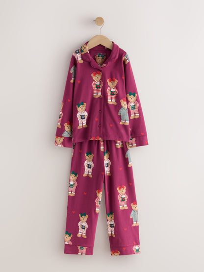 Burgundy Red Bear Jersey Button-Through Pyjamas (3-16yrs) - image 5