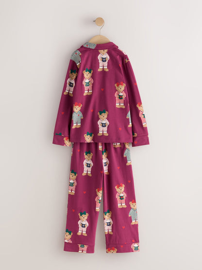 Burgundy Red Bear Jersey Button-Through Pyjamas (3-16yrs) - image 6