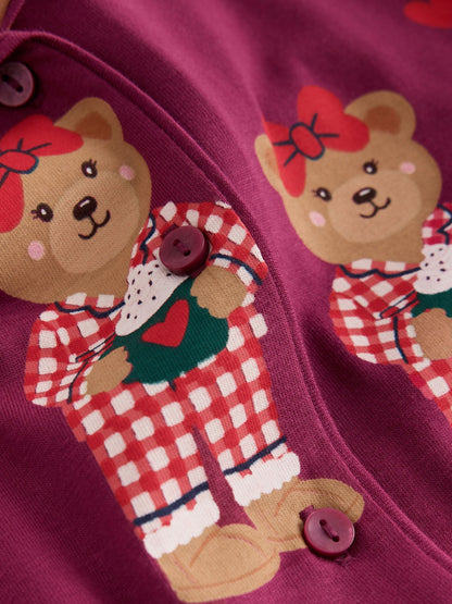 Burgundy Red Bear Jersey Button-Through Pyjamas (3-16yrs) - image 7
