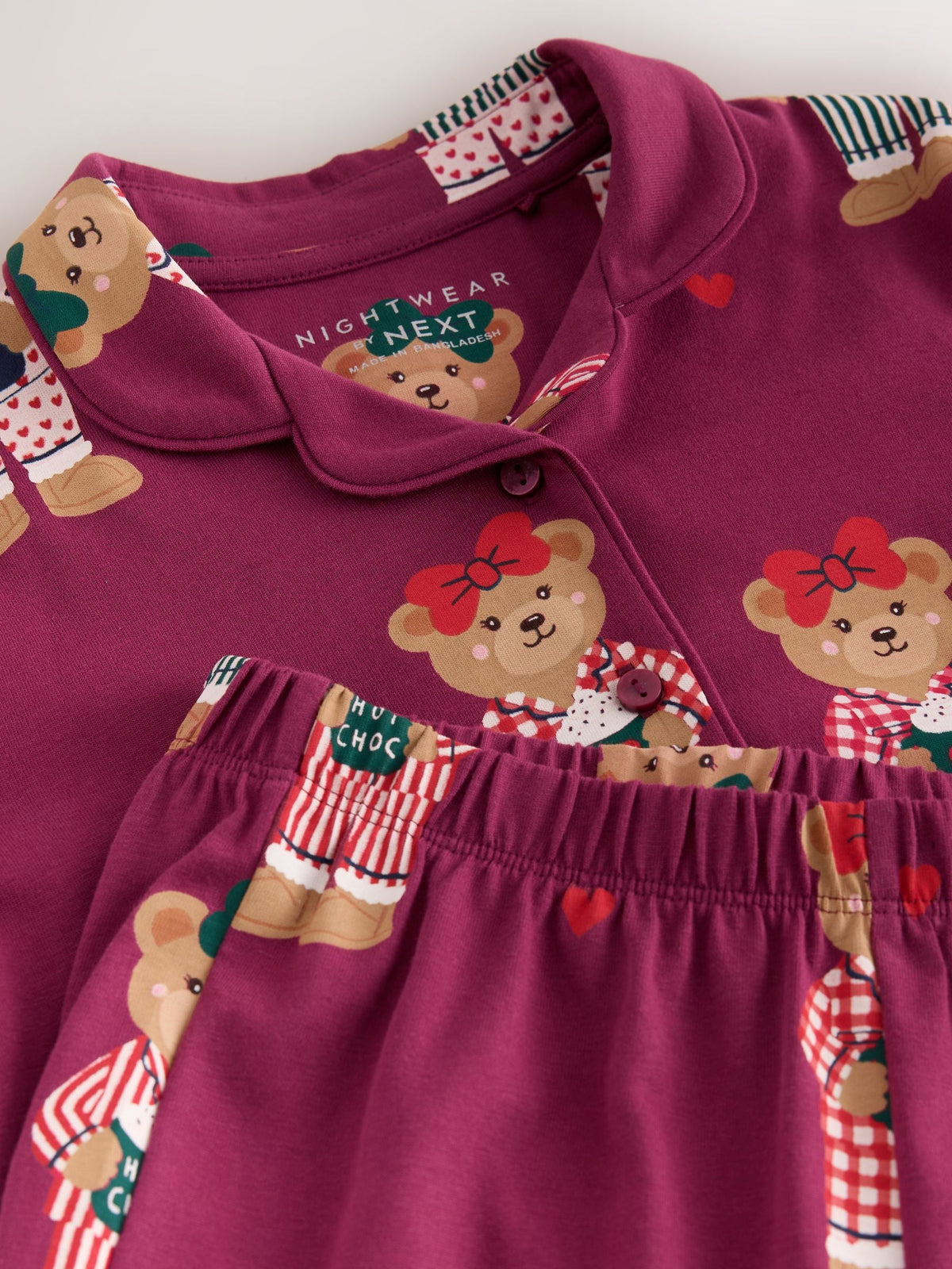 Burgundy Red Bear Jersey Button-Through Pyjamas (3-16yrs) - image 8