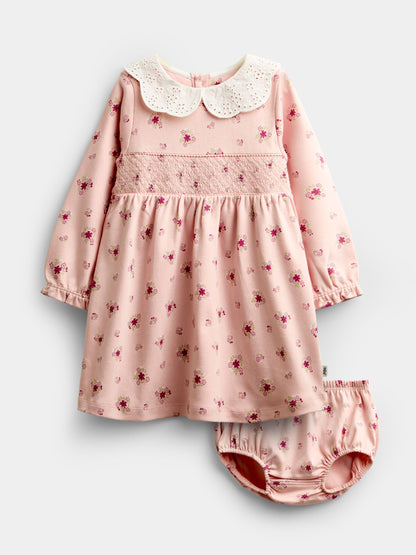 Dsiney Kidz - JoJo Maman Bébé Pink Ditsy Floral Smocked Baby Dress Set image 1