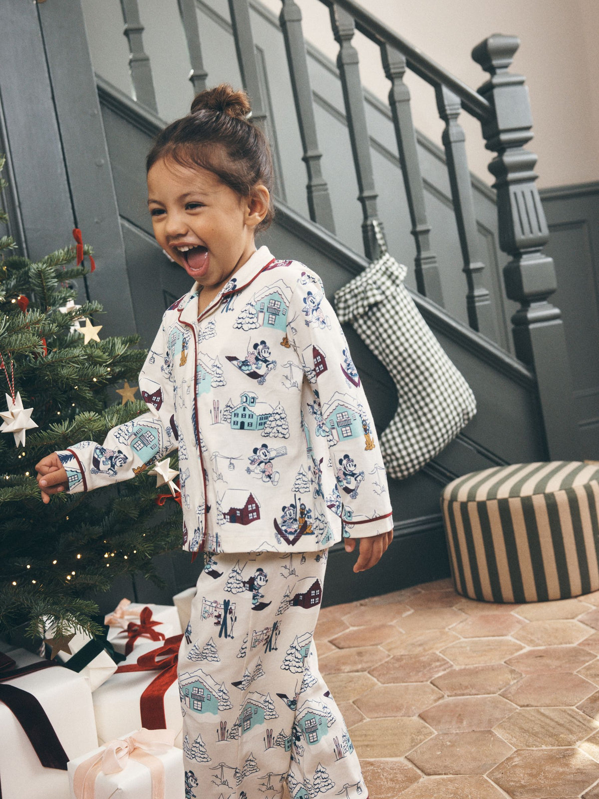 Berry/Ecru Mickey Mouse Jersey Button Through Christmas Pyjamas (9mths-10yrs) - image 3