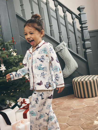 Berry/Ecru Mickey Mouse Jersey Button Through Christmas Pyjamas (9mths-10yrs) - image 3